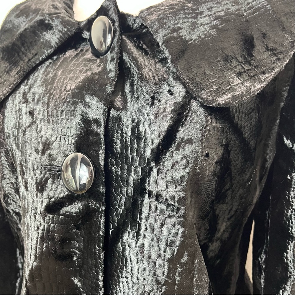 Vintage Charles Gray London Black Velvet Snake Embossed Women's Jacket SZ L - Picture 3 of 13